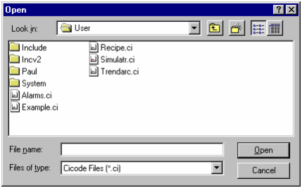 Opening Cicode Files | Cicode Editor | Cicode